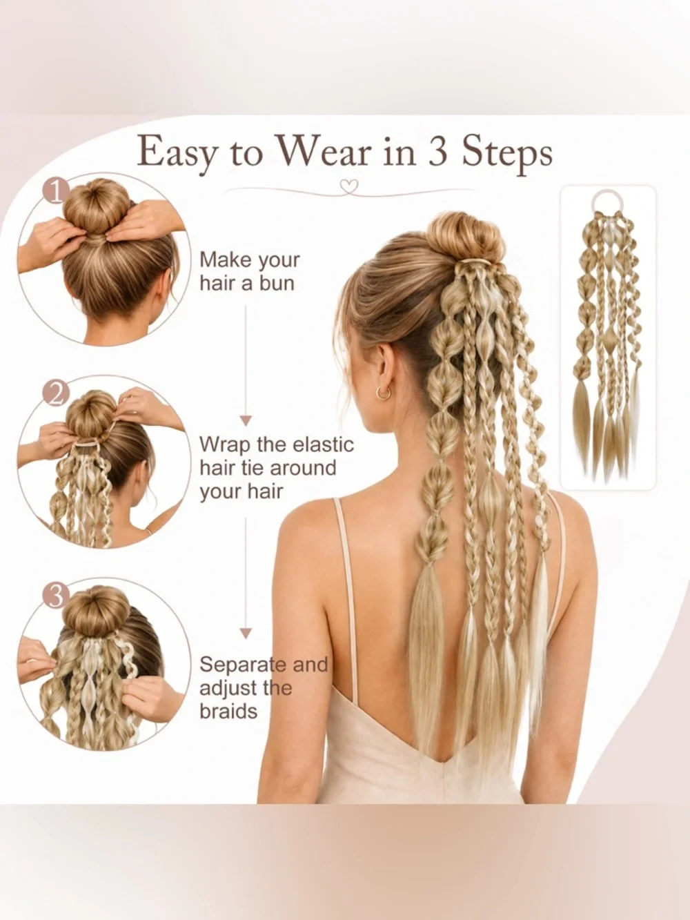 Dark Brown Braided Ponytail Extension w/Hair Tie